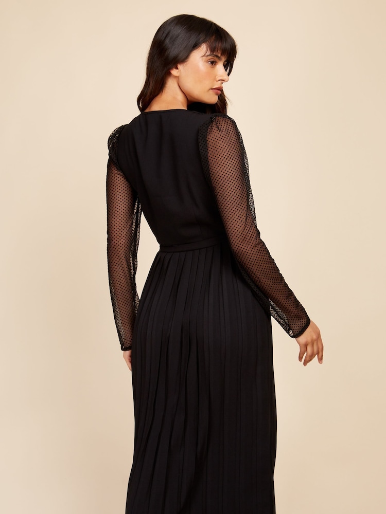 Little Mistress Gepunktetes Midi-Wickelkleid aus Netzstoff - Bild 4 von 4