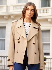 Love & Roses Camel Cropped Trench Jacket - Image 1 of 4