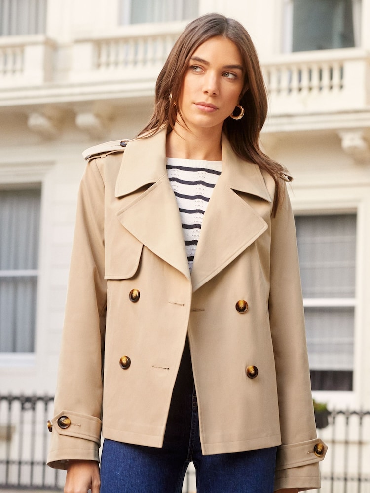 Love & Roses Camel Cropped Trench Jacket - Image 1 of 4