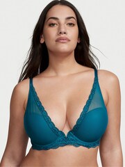 Victoria's Secret Blue Sapphire Mesh Half Pad Plunge Bra - Image 1 of 3