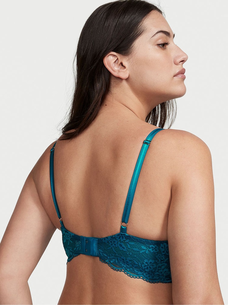 Victoria's Secret Blue Sapphire Mesh Half Pad Plunge Bra - Image 2 of 3 Victoria's Secret Blue Sapphire Mesh Half Pad Plunge Bra - Image 2 of 3