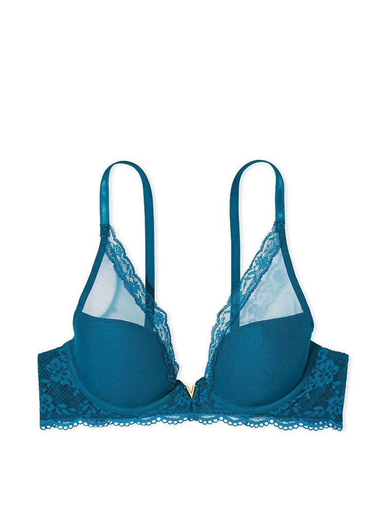 Victoria's Secret Blue Sapphire Mesh Half Pad Plunge Bra - Image 3 of 3