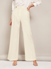 Friends Like These Ivory Petite High Waisted Wide Leg Trousers - Image 1 of 1
