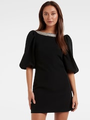 Forever New Black Maisie Embellished Neck Mini Dress - Image 4 of 4