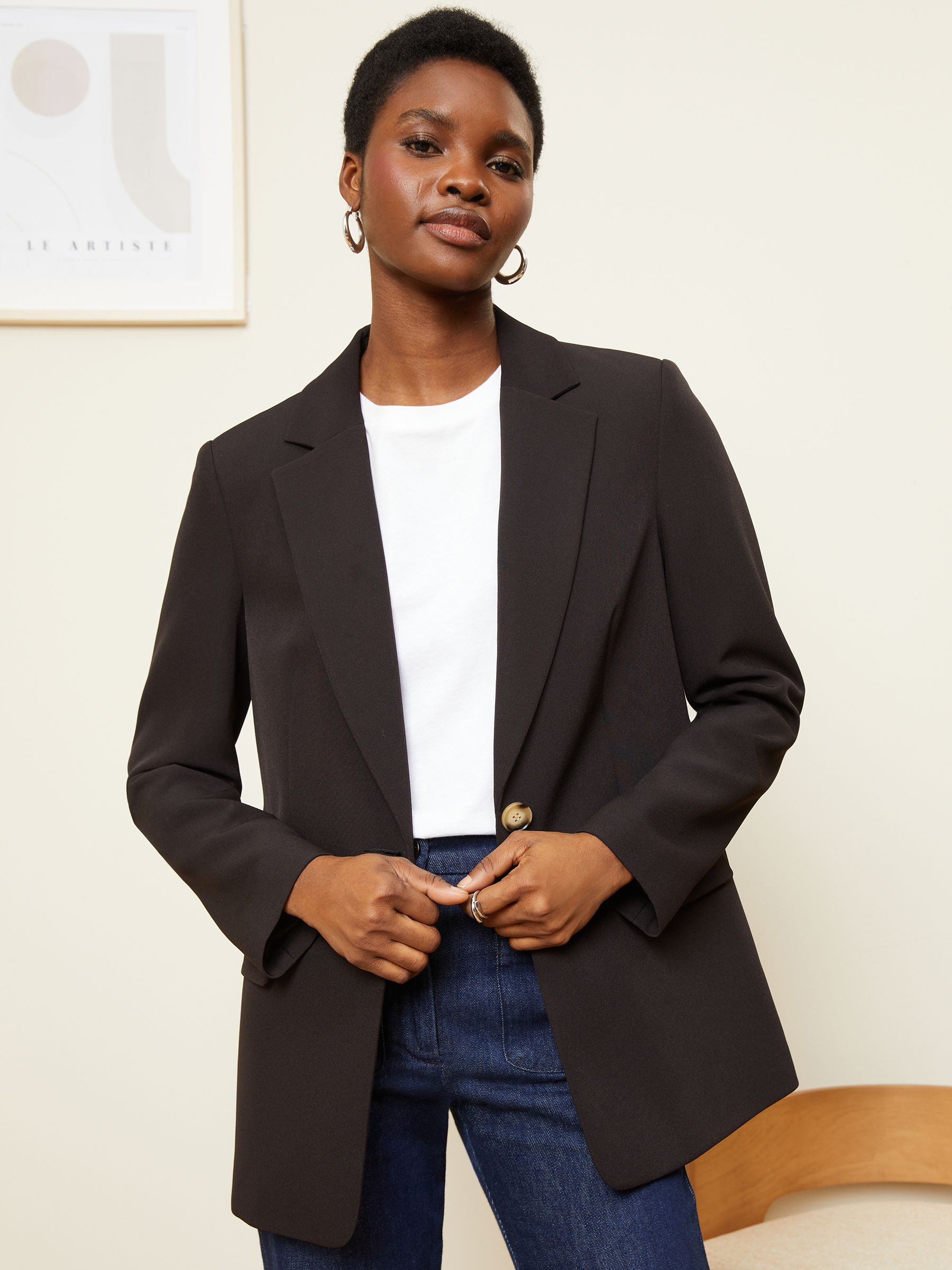 Buy Love Roses Black Relaxed Single Breasted Blazer from Next Luxembourg