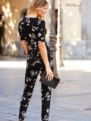 Sosandar Black Tapered Leg 3/4 Sleeve Jumpsuit - Image 3 of 5