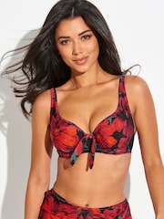 Pour Moi Red/Teal Non Padded Orchid Luxe Bikini Top - Image 1 of 4