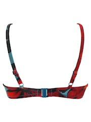 Pour Moi Red/Teal Non Padded Orchid Luxe Bikini Top - Image 4 of 4