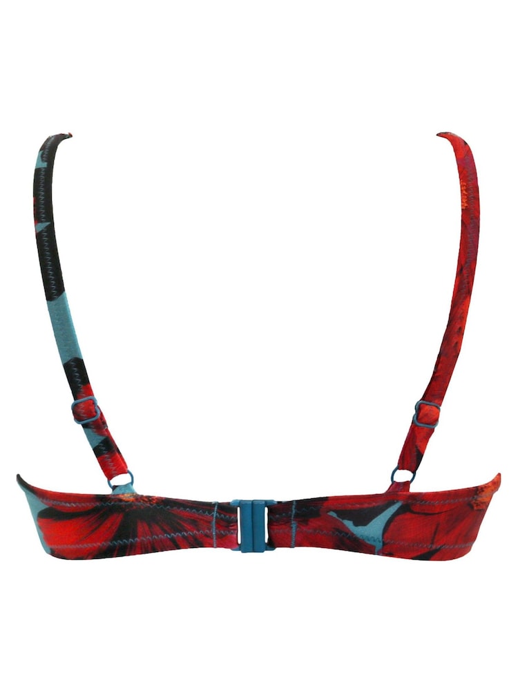 Pour Moi Red/Teal Non Padded Orchid Luxe Bikini Top - Image 4 of 4