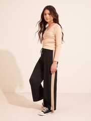 Lipsy Black Side Stripe Wide Leg Trousers - Image 2 of 4