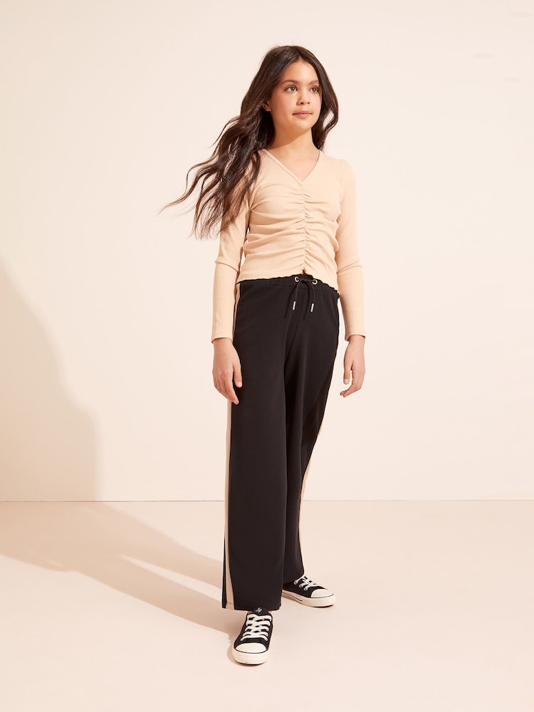 Lipsy Black Side Stripe Wide Leg Trousers - Image 4 of 4