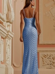 Lipsy Blue Paige Sequin Cami Cowl Bridesmaid Dress - Image 2 of 4