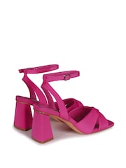 Linzi Fuchsia Pink Lilibet Block Heeled Sandal With Cross Over Front Strap - Image 4 of 4
