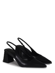 Linzi Black Elizabeth Slingback Court Shoe With Block Heel - Image 3 of 4