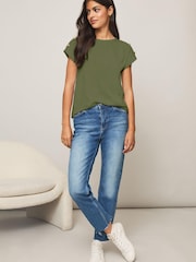 Lipsy Khaki Green Round Neck T-Shirt - Image 3 of 4