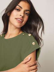 Lipsy Khaki Green Round Neck T-Shirt - Image 4 of 4