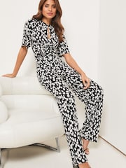 Lipsy Mono Petite Angel Sleeve Twist Front Jumpsuit - Image 3 of 4