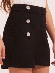 Lipsy Black Button Front Denim Short - Image 4 of 4