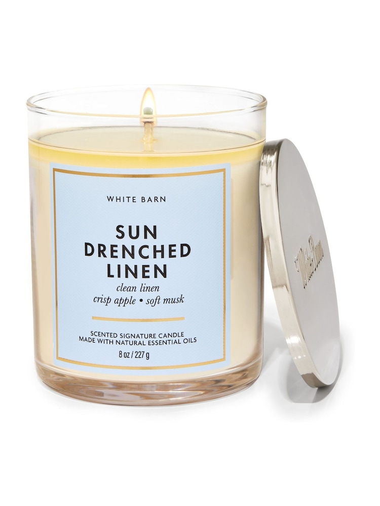 Bath & Body Works Sundrenched Linen Signature Single Wick Candle 8 oz / 227 g - Image 1 of 1