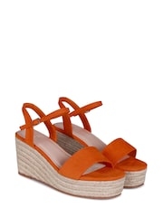 Orange - Linzi Illusion Schuhe mit Keilabsatz, Seildesign und Plateausohle - Bild 3 von 4