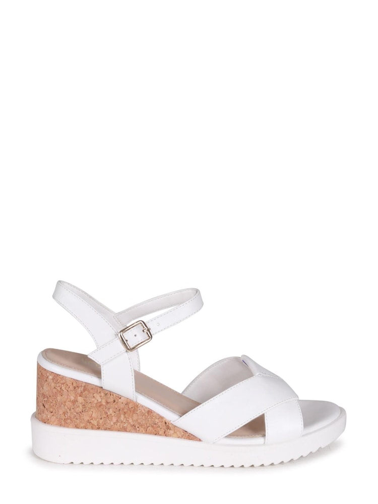Weiß - Linzi Infinate Sandalen mit Keilabsatz und verflochtenen Vorderriemen - Bild 2 von 4