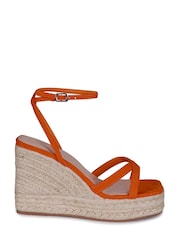 Linzi Orange Desta Rope Platform Wedge With Cross Over Front Straps - Image 2 of 4