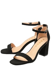 Ravel Black Faux Suede Block Heel Sandal Buckle Strap Fastening - Image 2 of 4