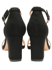 Ravel Black Faux Suede Block Heel Sandal Buckle Strap Fastening - Image 3 of 4