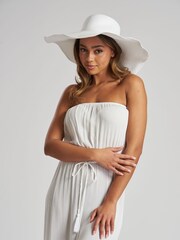 South Beach White Wide Brim Floppy Hat - Image 1 of 4