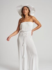 South Beach White Wide Brim Floppy Hat - Image 2 of 4