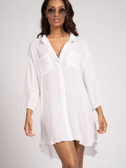 South Beach White Crinkle Beach Shirt With Pocket - Image 4 of 4