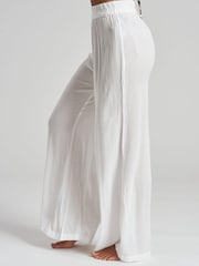South Beach White Wide Leg Crinkle Wide Leg Beach Trouser - Image 5 of 5