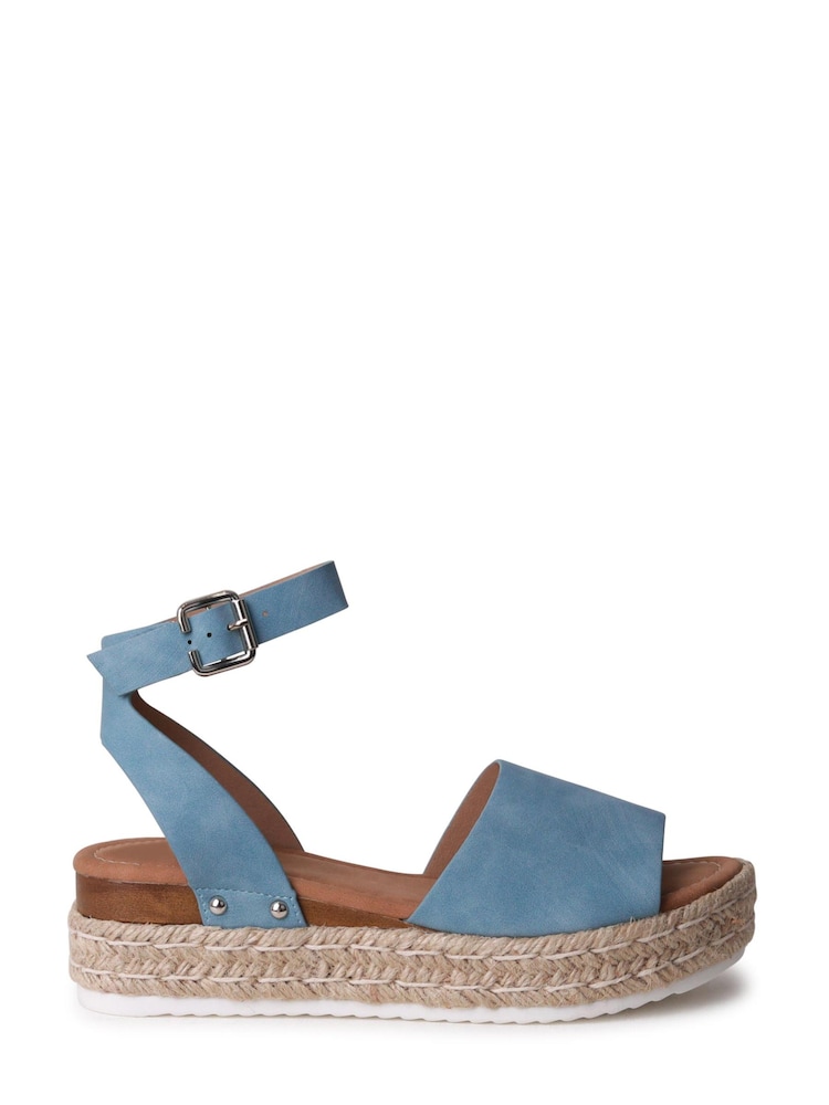 Blau - Linzi Luna Zweiteilige Sandalen aus Nubukleder mit Plateau-Keilabsatz im Espadrille-Stil - Bild 2 von 4