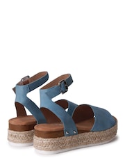 Blau - Linzi Luna Zweiteilige Sandalen aus Nubukleder mit Plateau-Keilabsatz im Espadrille-Stil - Bild 4 von 4