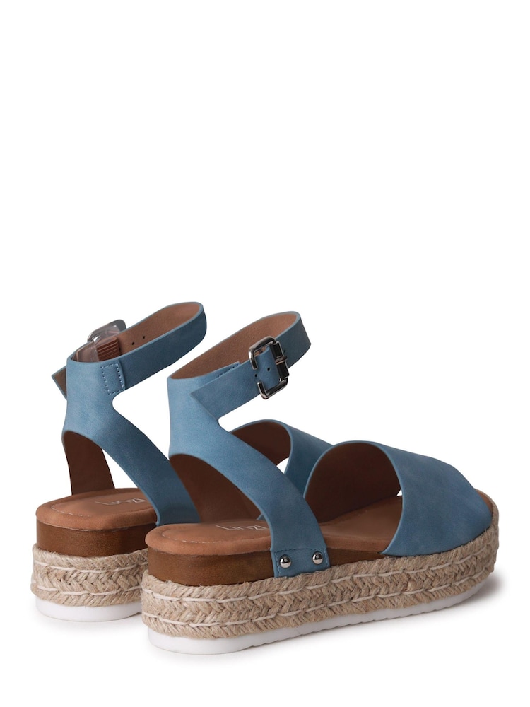 Blau - Linzi Luna Zweiteilige Sandalen aus Nubukleder mit Plateau-Keilabsatz im Espadrille-Stil - Bild 4 von 4