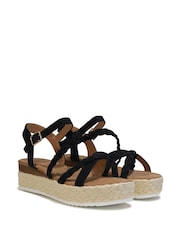 Linzi Black Immy Wedge Espdarille Inspired Flatform With Rope Detail - Image 3 of 4