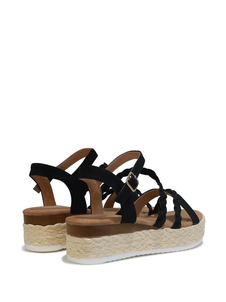Linzi Black Immy Wedge Espdarille Inspired Flatform With Rope Detail - Image 4 of 4