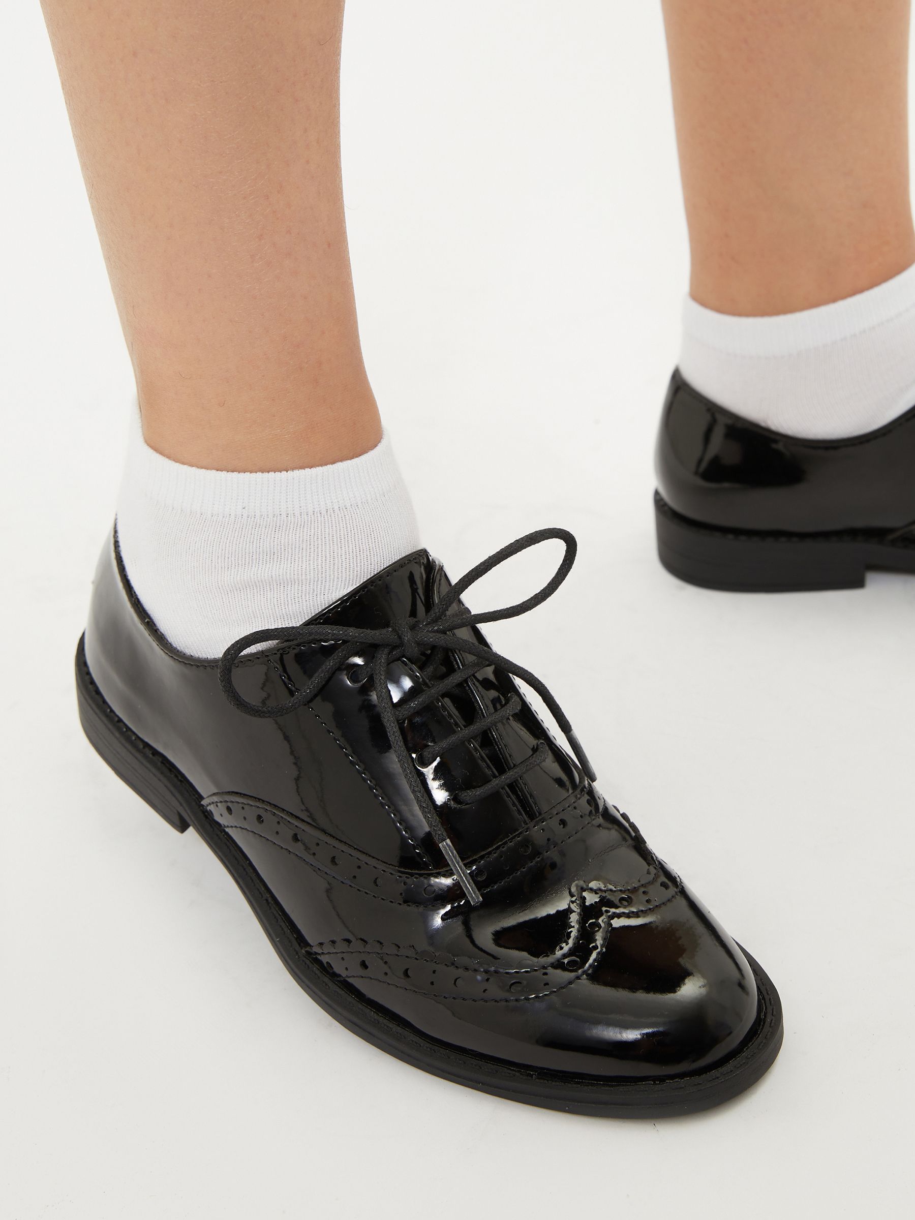 Buy Lipsy Girl Black Lace Up Flat Patent Brogue School Shoe from Next Luxembourg