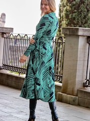 Sosandar green abstract print Midi Shirt Dress - Image 2 of 4