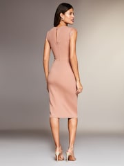 Lipsy Nude Eyelash Short Sleeve Corset Bodycon Dress - Image 2 of 4