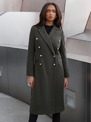 Lipsy Grey Double Breasted Longline Trench City Coat - Image 1 of 4