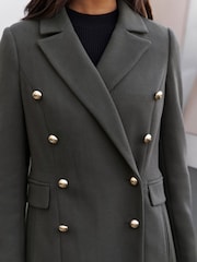 Lipsy Grey Double Breasted Longline Trench City Coat - Image 2 of 4