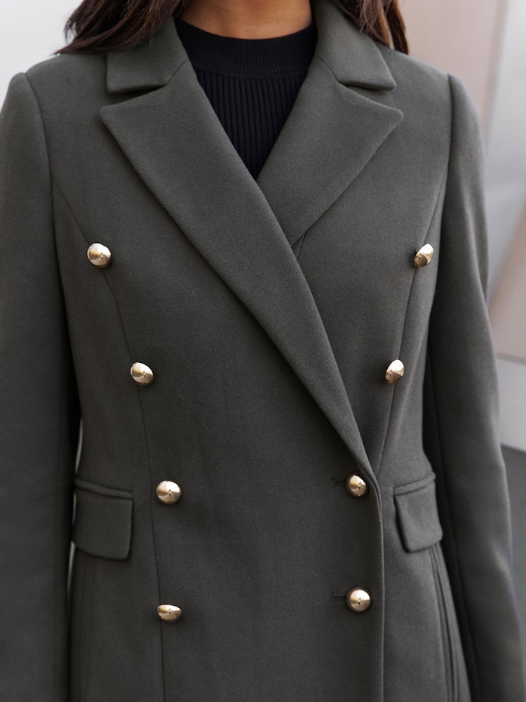 Lipsy Grey Double Breasted Longline Trench City Coat - Image 2 of 4