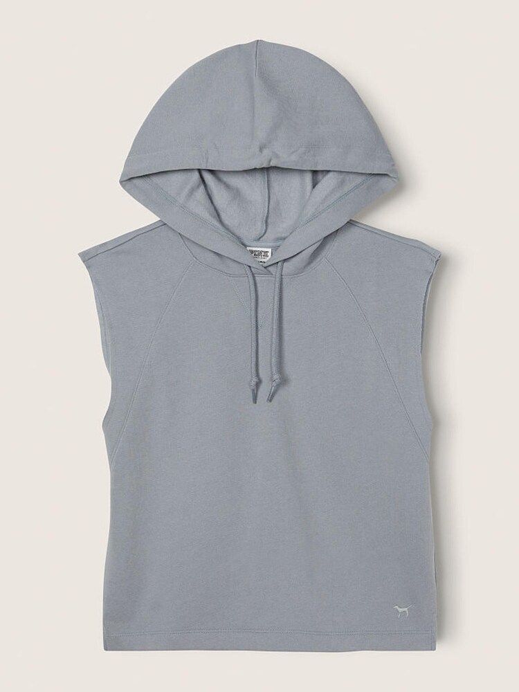 Victoria's Secret PINK Grey Oasis Cropped Sleeveless Hoodie - Image 4 of 4