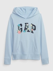 Gap Blue Floral Logo Hoodie - Image 1 of 3