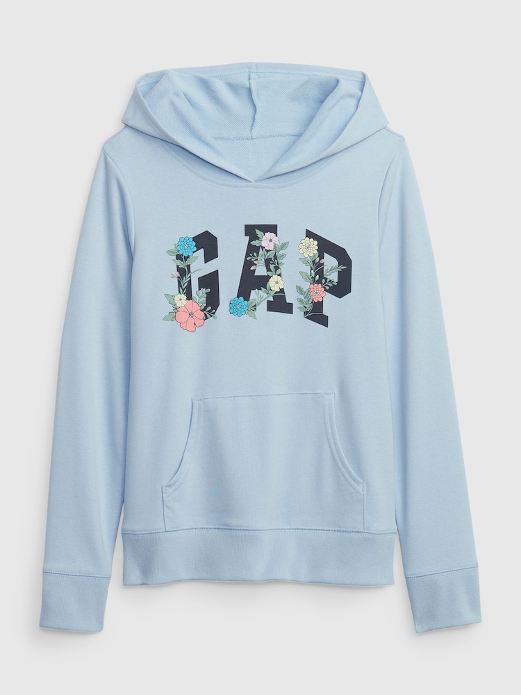 Gap Blue Floral Logo Hoodie - Image 1 of 3
