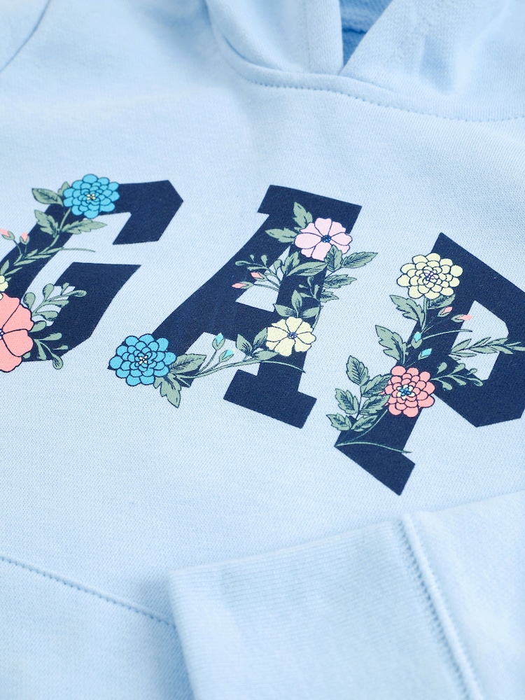 Gap Blue Floral Logo Hoodie - Image 3 of 3