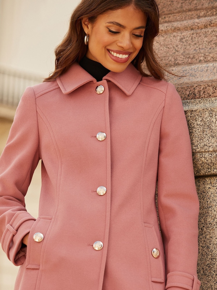 Lipsy Pink Petite Princess Military A Line Coat - Image 2 of 4
