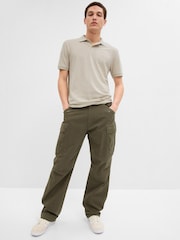 Gap Beige Pique Logo 100% Cotton Short Sleeve Polo Shirt - Image 1 of 1