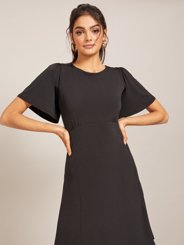 Friends Like These Black Mix Match Printed Angel Sleeve Mini Dress - Image 1 of 1